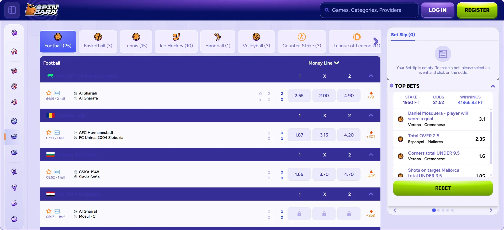 Spinbara Casino sports live betting