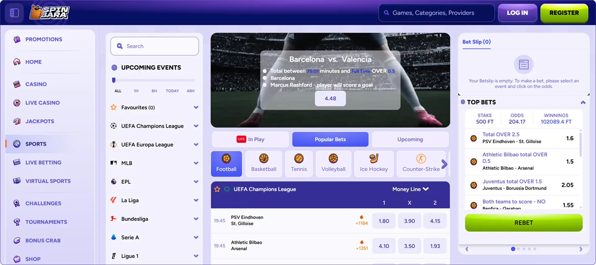 Spinbara sports betting